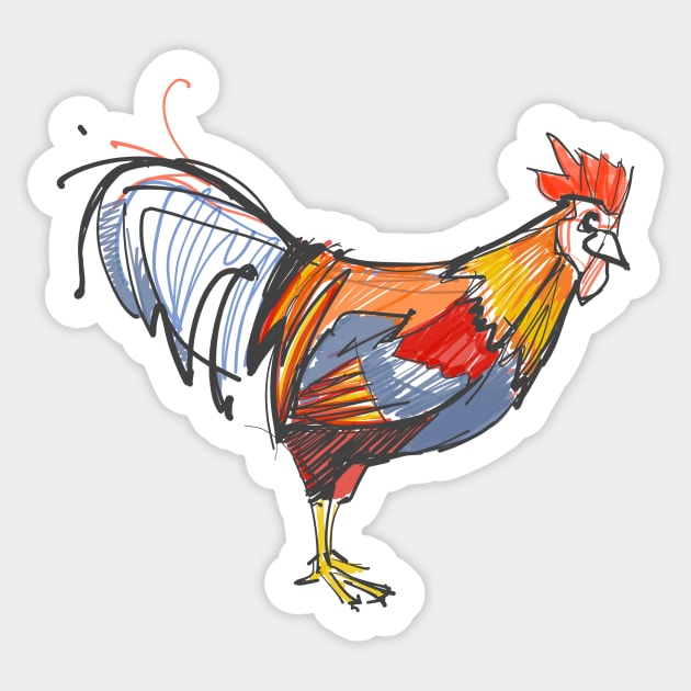 Rooster digital hand drawn illustration Sticker by bernardojbp